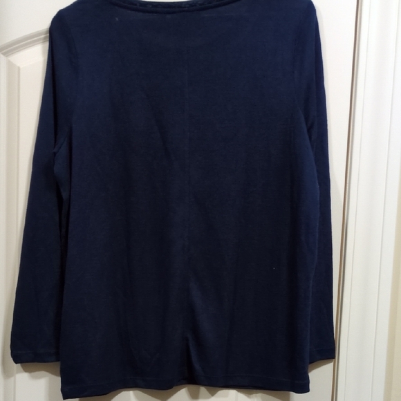Belle by Kim Gravel Navy Blue Crew Neck Sweater - Picture 5 of 5